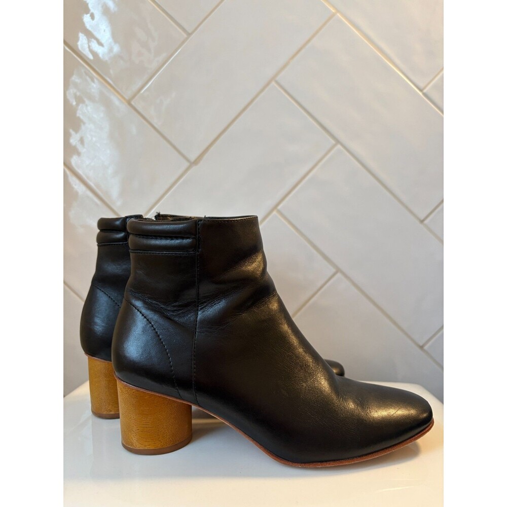 BERNARDO IZABELLA BLACK LEATHER ANKLE BOOTS BOOTIES 6M MADE IN BRAZIL ANTRHO